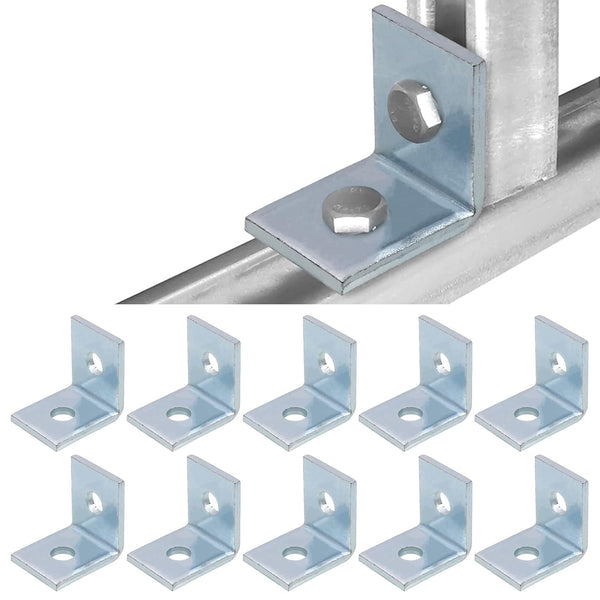 CNQLIS 10 Pcs 2 Hole L Shaped 90 Degree Angle Connector Bracket for 1-5/8" Wide Taller Strut Channel, Steel Surface