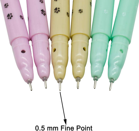 Maydahui 12 PCS Elegant Cat Shape Rollerball Pens, Cute Kawaii Animal Pen with Black Gel Ink for Girls School Office