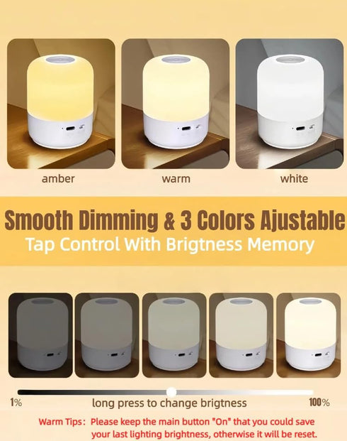 3 Dimmable Portable Baby Night Light, Colors Egg Light for Nursery, Mini Bedside Table Lamp for Kids Adults, Touch