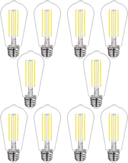 10-Pack 6W Dimmable LED Edison Bulbs, Vintage LED Light Bulb 60W Equivalent