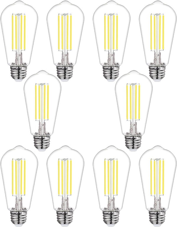 10-Pack 6W Dimmable LED Edison Bulbs, Vintage LED Light Bulb 60W Equivalent