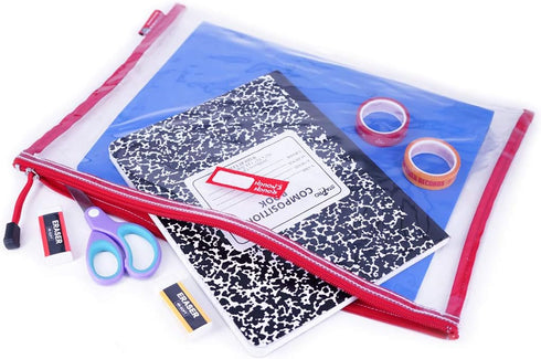 Rough Enough Clear Plastic File Folder Document Holder Bag, Zipper Pouches for Organizing A4 Paper, Office Supplies