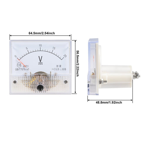 uxcell DC 0-20V Analog Panel Voltage Gauge Volt Meter 85C1, 2.5% Error Margin