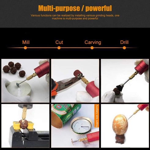 DIY Hand Electric Drill Mini Grinding Polishing Engraving Machine Tools Set, Cordless Rotary Tool (Red)