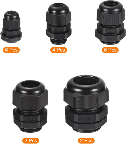 MECCANIXITY 20 Pcs Adjustable Cable Gland Kit, Waterproof Tight Conduit Connector for Electrical Conduit Fitting