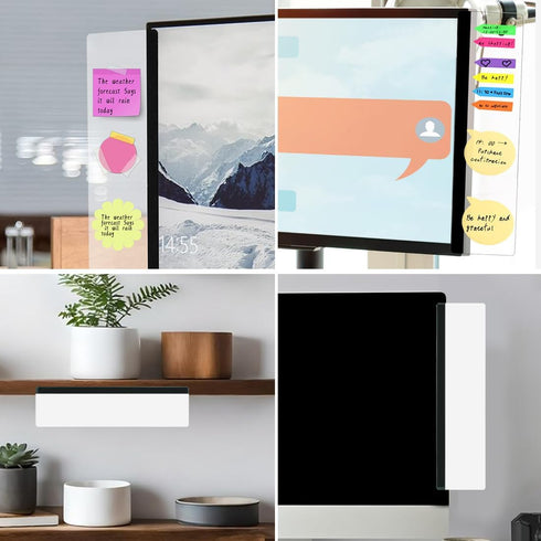 CXWUZH 2Pcs Monitor Memo Board Office Desk Accessories Computer Monitor Sticky Note Holder for Computer Screen Acrylic