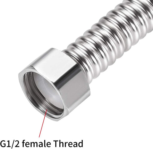 uxcell 4pcs Corrugated Stainless Steel Flexible Water Line, 3.9inch Long G1/2 Female Threaded Connector