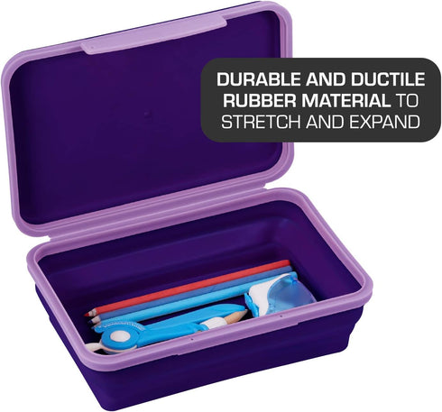 It's Academic Flexi Storage Box, Folding, Collapsible, Adjustable for Pencils, Supplies, Purple (23135)