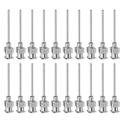 20pcs 17Gauge Stainless Steel Dispensing Needles, 1" All Metal Blunt Tips for Thick Liquids