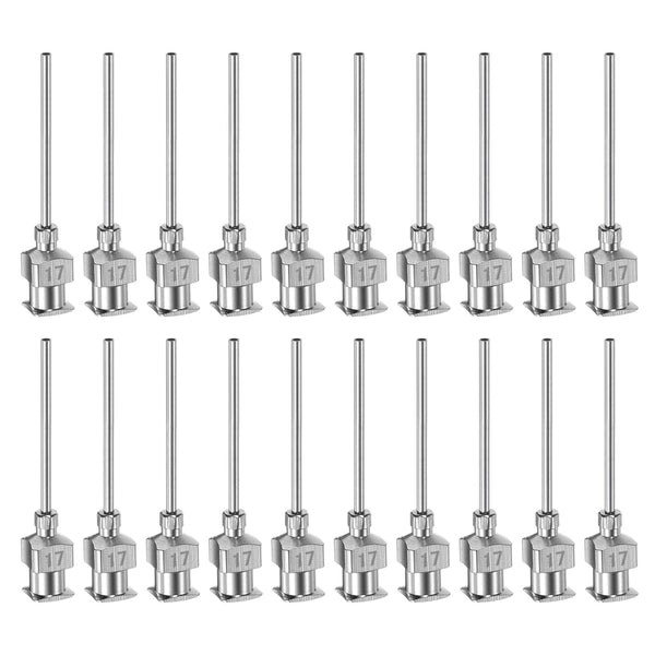 20pcs 17Gauge Stainless Steel Dispensing Needles, 1" All Metal Blunt Tips for Thick Liquids