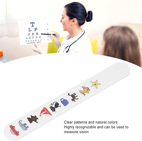 Fixation Stick Vision Tester, Clear Colorful Animal Patterns, Waterproof Coating Thicken, Kids Vision Test Card, 2
