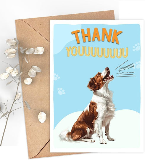 GreenStar Gifts Brittany Dog Card, Dog Thank You Card, Cute Pun Thank You Card For Him Her, For Friends, Teacher, Boss