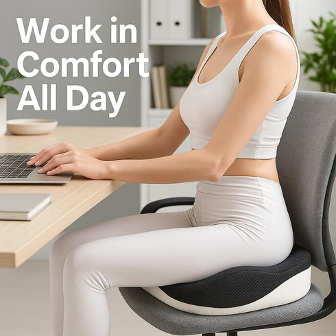 Tailbone Seat Cushion for Office Chair Orthopedic Memory Foam Coccyx Support Pad Sciatica Pain Relief Back Comfort