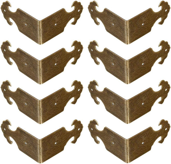 8Pcs Right Angle Brass Box Corner Protector - Corner Braces Hardware for Desk Edge Guards, Wood Jewelry Box