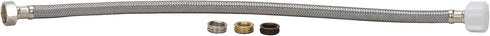 Fluidmaster B4T20U Toilet Connector With Size Adaptors, Braided Stainless Steel - 3/8 Compression, 7/16 Compression, 1/2 Compression, or 1/2 F.I.P. Thread x 7/8 Ballcock Thread, 20-Inch Length
