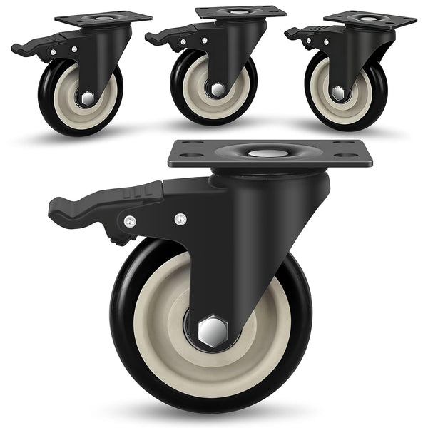 UBZOPWA 4 Inch Caster Wheels, Set of 4 Heavy Duty, Large Industrial Plate