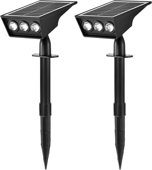 LUMLLSAJI Solar Spot Lights Outdoor, RGB Solar Landscape Spotlights IP65 Waterproof Adjustable Light