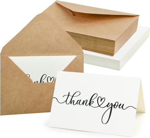 60 Pack 4x6 VANRA Thank You Cards with Envelopes and Stickers Bulk Thank You Note Cards with Kraft Envelopes Blank