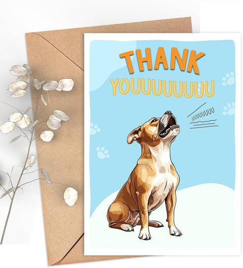 GreenStar Gifts Staffordshire Bull Terrier Dog Card, Dog Thank You Card, Cute Pun Thank You Card For Him Her