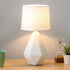 SOTTAE Modern Small Ceramic Table Lamp, White Irregular Geometric Bedside Table lamp