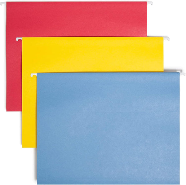 Smead TUFF Hanging File Folder with Easy Slide Tab, Letter Size, Assorted Primary Colors, 15 per Box