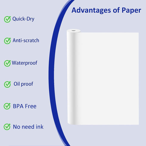 ECIFFO 2 8.5 11 Inch, M08f M832 A4 (1 =27 Sheets/7.6m long,1.18") Rolls Thermal Printer Paper, Thermal Paper X Us