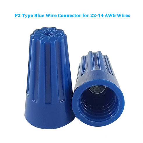 HS Blue Electrical Wire End Connectors Ribbed Caps Bulk 1000 Pack Small Twist-on Wire Connectors Nuts 22-14 AWG,P2 Type Screw Terminals