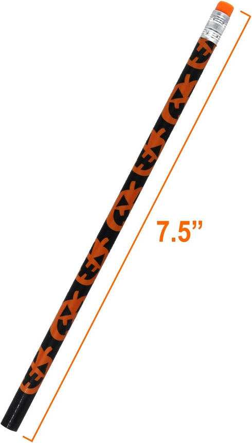 GiftExpress 48-Pack Halloween Pumpkin Pencils with Eraser, Halloween Treats for Kids, Classroom Prize Supplies