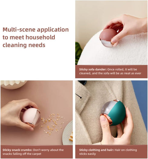 Lint Roller Hair Remover Ball, Professional Portable Diatom Mud Ball for Clothes, Furniture, Carpet (White Gold)