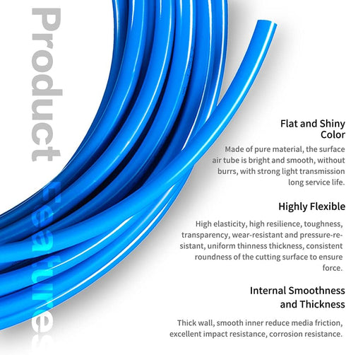 Pneumatic Tubing Blue PU Air Hose Pipe Kit 5/32 inch or 4mm OD for Air Line Transfer