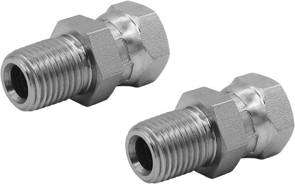 (2-PACK) 1404-04-04 Hydraulic Hose Adapter Fitting 1/4" Male × 1/4" Female Swivel SAE Straight Connector