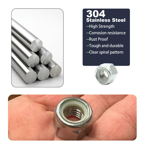 wwsurpluses 130 6#32 8#32 10#24 10#32 1/4-20 5/16-18 3/8-16 1/2-13 304 Pcs Locknuts Assortment Kit, SAE Lock Nuts