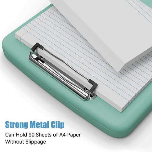 Hongri Plastic Clipboard with Storage - Heavy Duty Side Opening Clipboard with Slim Storage Box (Green)