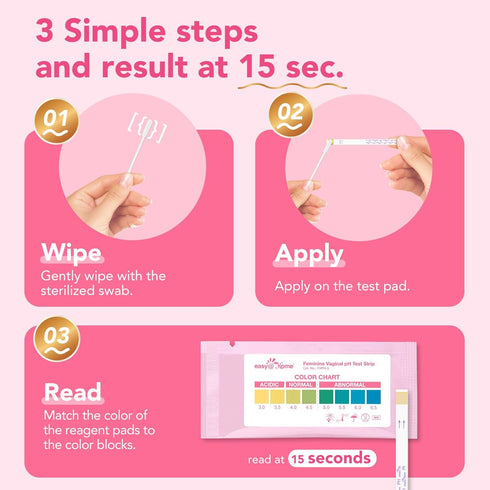 -10 Easy@Home Vaginal pH Test Strips | BV Test Kit at Home for Women | Yeast Infection Test + pH Balance for Women