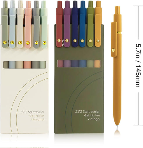 Gel Pens, 12 Pcs 0.5mm Fine Point Smooth Writing Pens, Cute High-End Series Black Ink Pens for Journaling, School