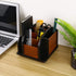 Wooden Desk Organizer, Wood Desktop Storage Organizer for Office Supplies, Remote Control Caddy Holder (Desk