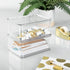 mDesign Small Plastic Home Office Storage Organizer Box Containers w/Hinged Lid for Desktops - Holds Pens, Pencils, Sticky Notes, Highlighters, Staples, Supplies - Lumiere Collection, Clear by mDesign