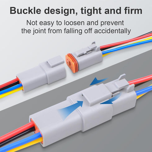 2Pack 4-Pin Waterproof DT Connector Male and Female with 16AWG 105? 600V Wires and Heat Shrink Tubes for Automotive