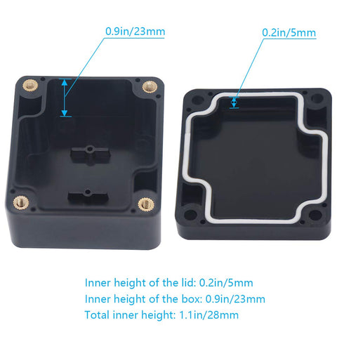 Zulkit Junction Box - IP65 Waterproof Outdoor Project Box, ABS Plastic Electrical Enclosure, Black 2.48 x 2.28 inch