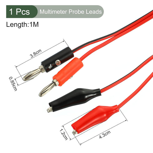 YOKIVE Test Leads, Multimeter Banana Plug to Alligator Clip Test Cable | Testing Electronic Work, Great for Laboratory Test Work (Red, Black, 1M)
