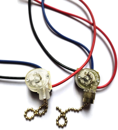 Hisocute 3-Wire 3 Beads Chain Ceiling Fan Switch Desk Antique Lamps Control Switch with Metal Pull Chain Replacement