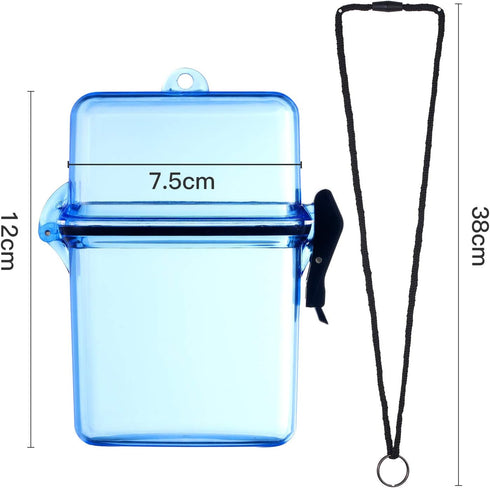 Outus 3 Pieces Waterproof Case ID Card Holder, Floating Sports Case Locker with Hanging Ring and Rope (Clear Gray Blue,