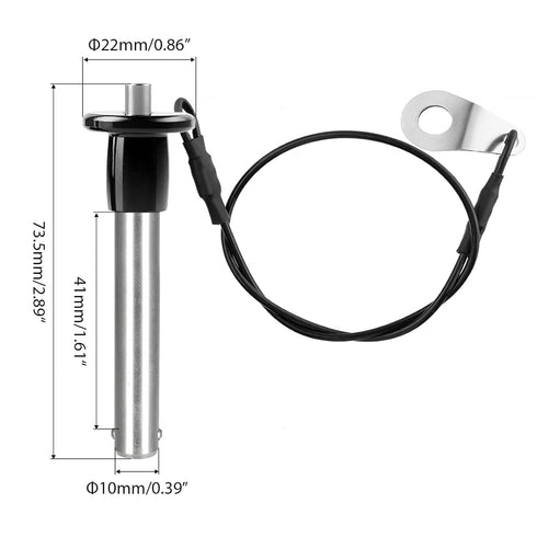 Quick Release Pin 0.39 Inch Diameter,304 Stainless Steel Ball Locking Pin with Push Button Round Handle Lanyard Usable Length 1.61" (10mm x 41mm)