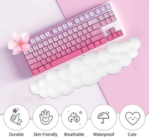 JIKIOU Upgrade Leather Cloud Keyboard Wrist Rest, Cloud Wrist Rest with Non-Slip PU Base, Comfortable Memory Foam Wrist