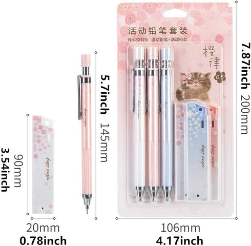 Cherry Mechanical Pencil Set with Lead, 12 pcs 0.5 mm Mechanical Pencils with 12 Pack HB Pencil Leads for Drawing