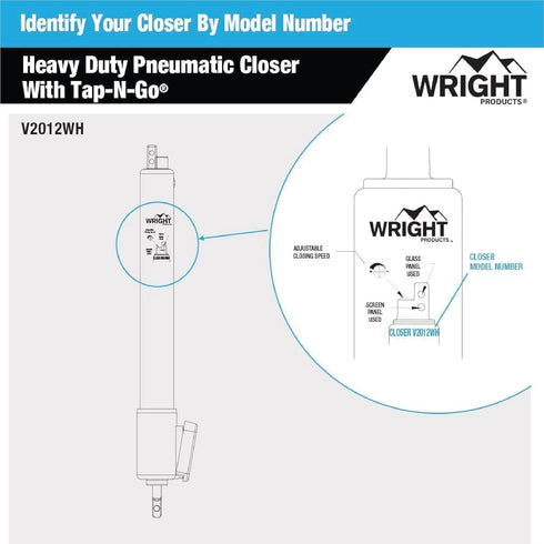 Wright Products Heavy Duty Pneumatic Screen & Storm Door Closer with EZ-Hold – Adjustable Speed, Durable for