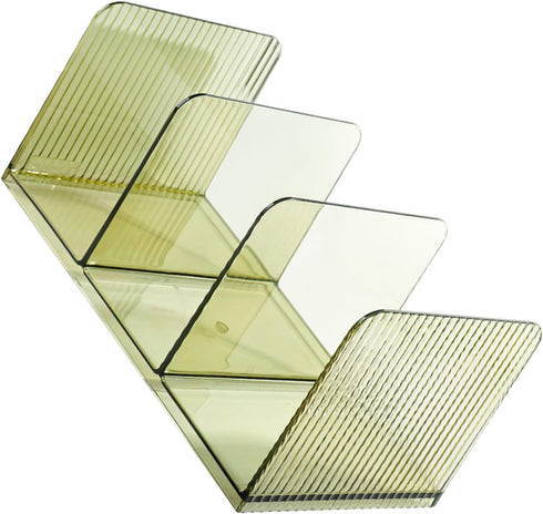 Ekoama Acrylic Book End for Shelves 3 Compartments Bookend Desk Books Stopper Magazine