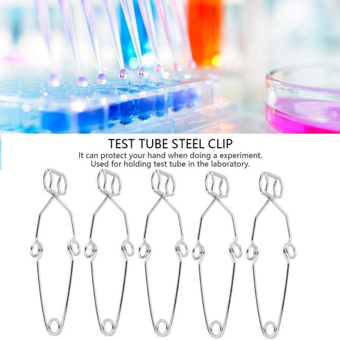 5PCS Spring Test Tube Holders Steel Clip Clamp Holder, 14.5cm Length for Standard Test Tubes