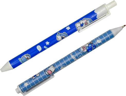 Maydahui 12 Pcs Blue Baby Shark Gel Pen, Cute Cartoon Animal Retractable Fish Pen, Black Ink for Boys, School