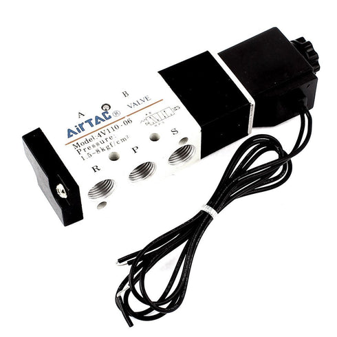 URBEST Black White 3 Position Solenoid Valve 4V110-06 P T1/8 Air Outlet Connector, 12V 2.5W